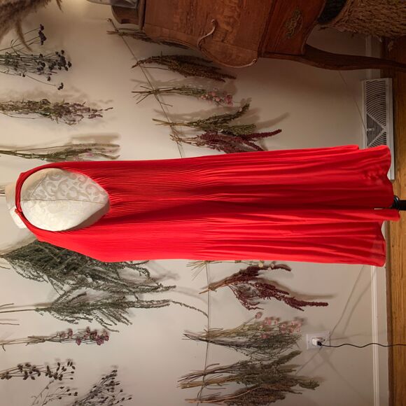 Ann Taylor Loft Red Pleated A Line Swing Dress Medium - Picture 4 of 8